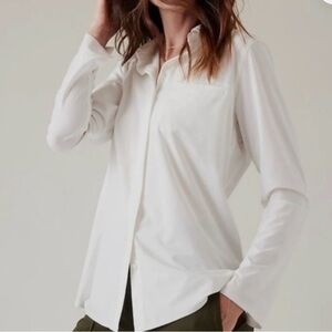 Athleta Classic White Button-Down Shirt